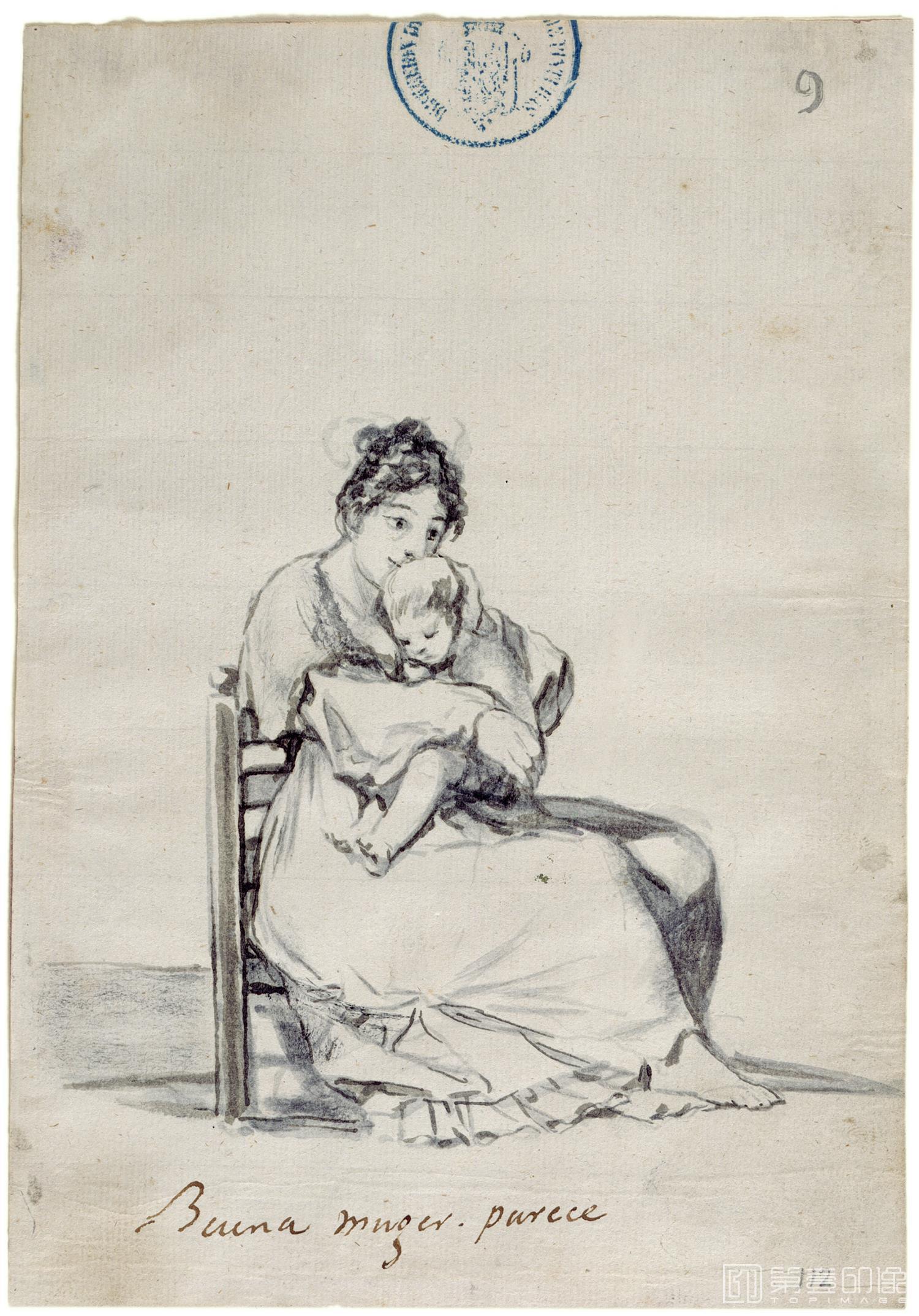 素描-西班牙普拉多美术馆素描藏画-Goya y Lucientes, Francisco de-Buena muger, parece-1086